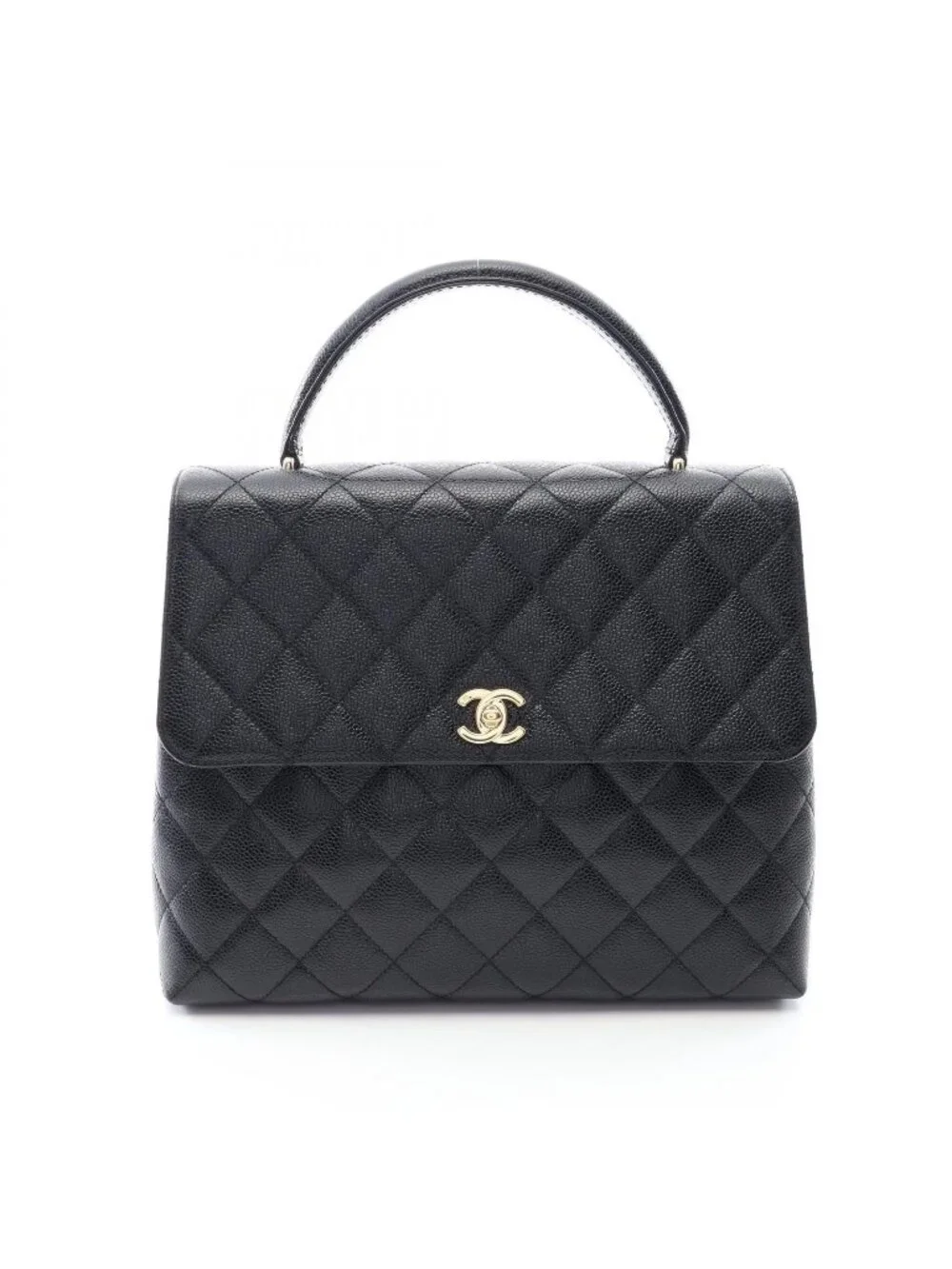 Chanel Handbag Quilted Black Caviar Leather